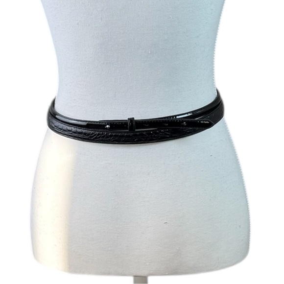 Valerie Stevens Leather Belt Set‎ Black L Skinny Bow Tie Women Accessory Bundle - Picture 3 of 8